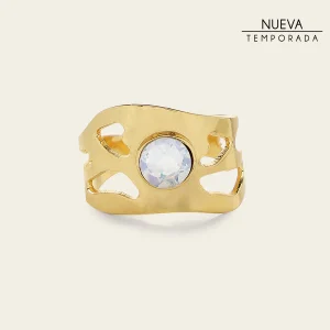 Anillo ajustable con cristal auténtico para dama